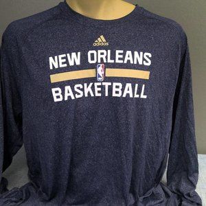 Adidas New Orleans Hornets NBA Basketball Long Sleeve Shirt Men's 3XLT